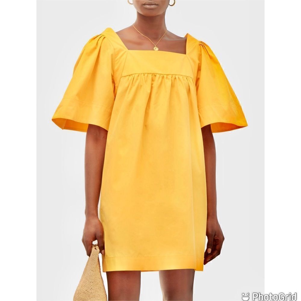 NEW Three Graces Sofia Cotton Poplin Sundress in Mango Yellow Size 8